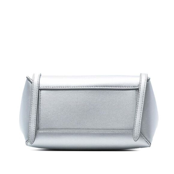 Pre Loved celine Elegant Top Handle Bag Women Silver Satchel - Picture 3 of 7